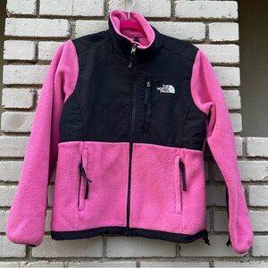 The North Face Fleece Zipper Jacket in Pink & Black - Size Small